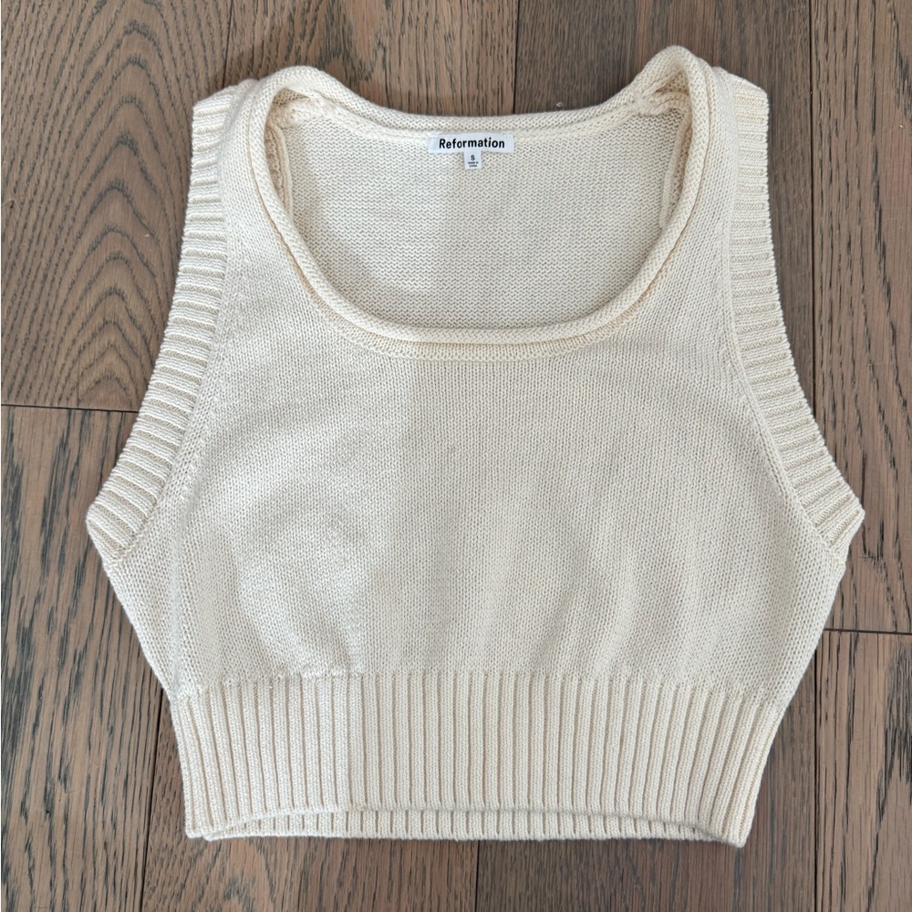 Reformation Cream Knit Crop Tank